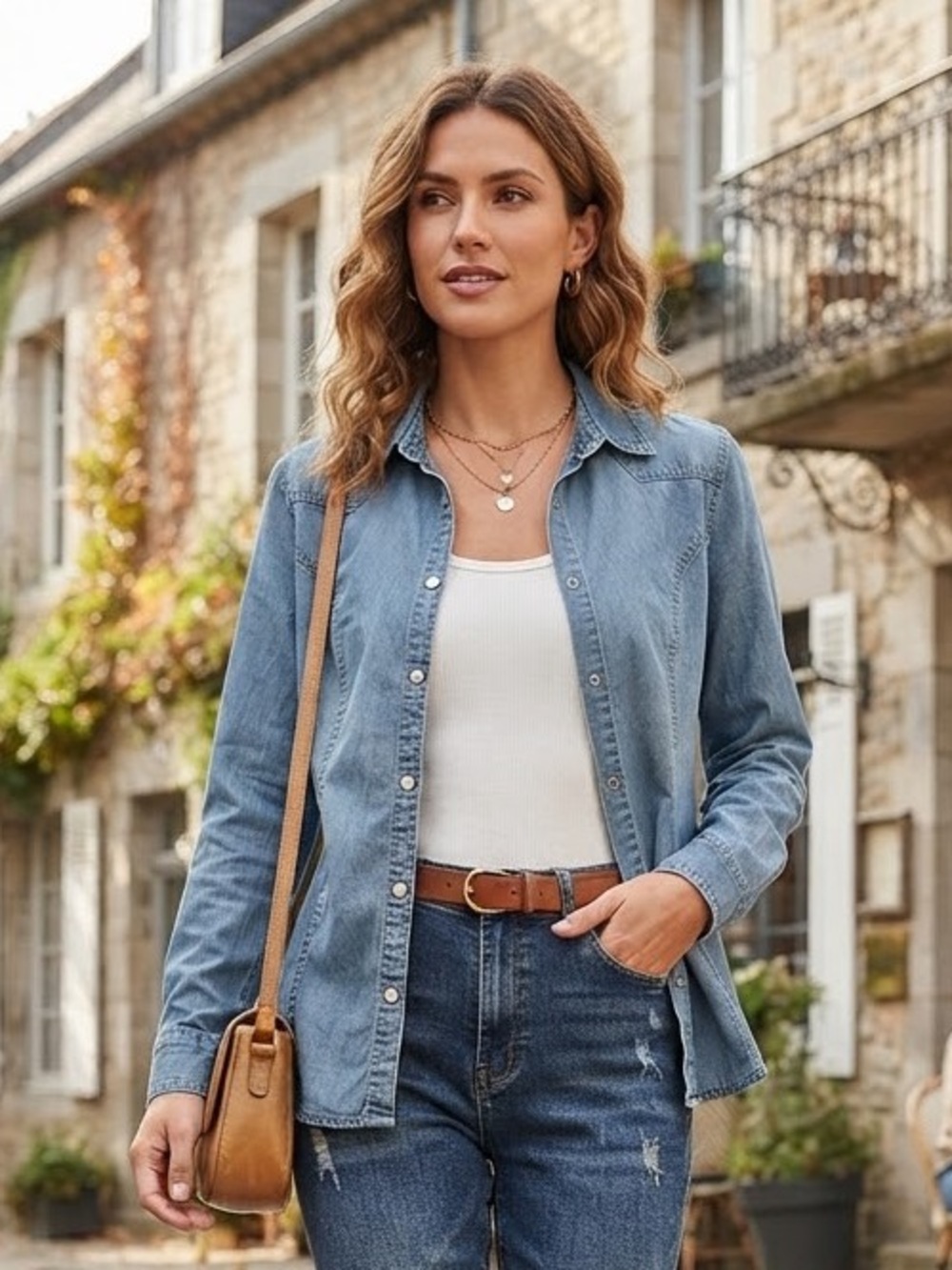 Rue21 Light Blue Denim Button-Down Shirt